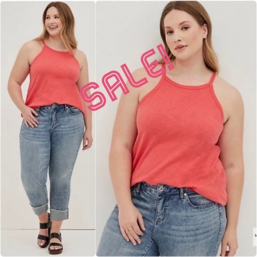3/$22🩶 Torrid Heritage Slub High Neck Tank Top Shirt Coral Plus Size 4 4X 26 NEW